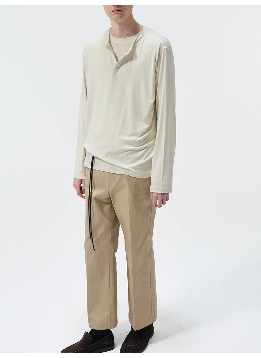 Long Sleeve Linen Tencel Blend Tees