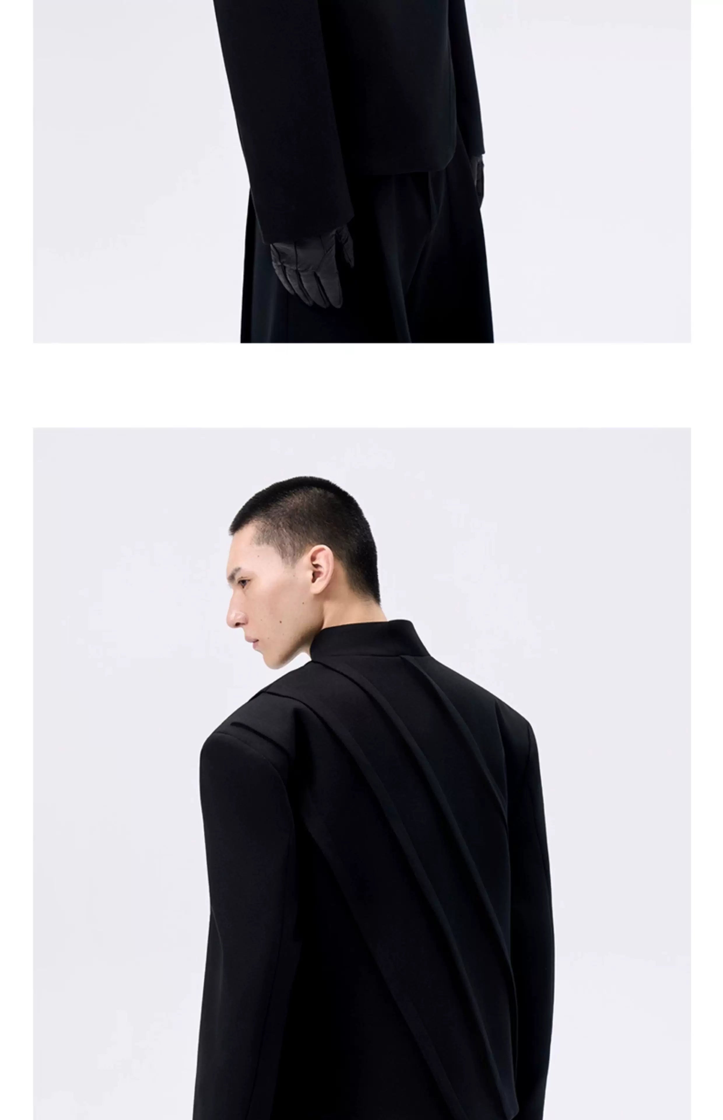 Cropped Deconstructed Waist-cinched Stand Collar Jacket