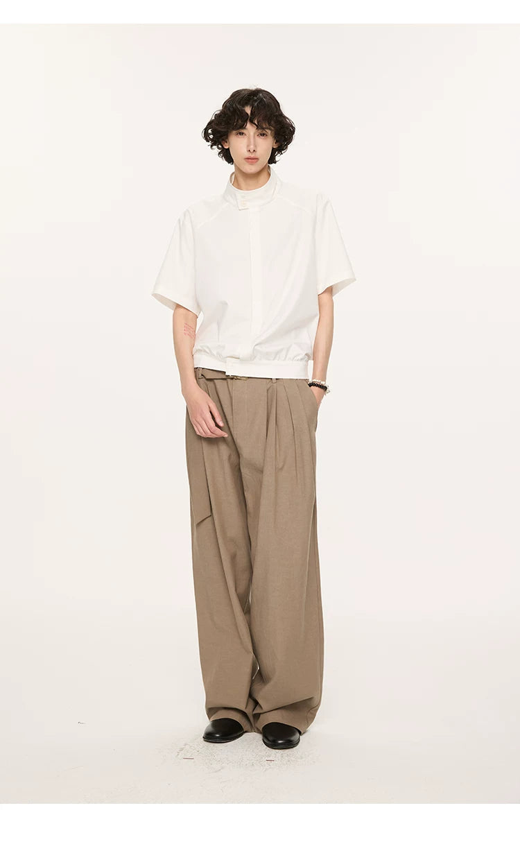 White Short Sleeve Harrington Houndstooth Shirt