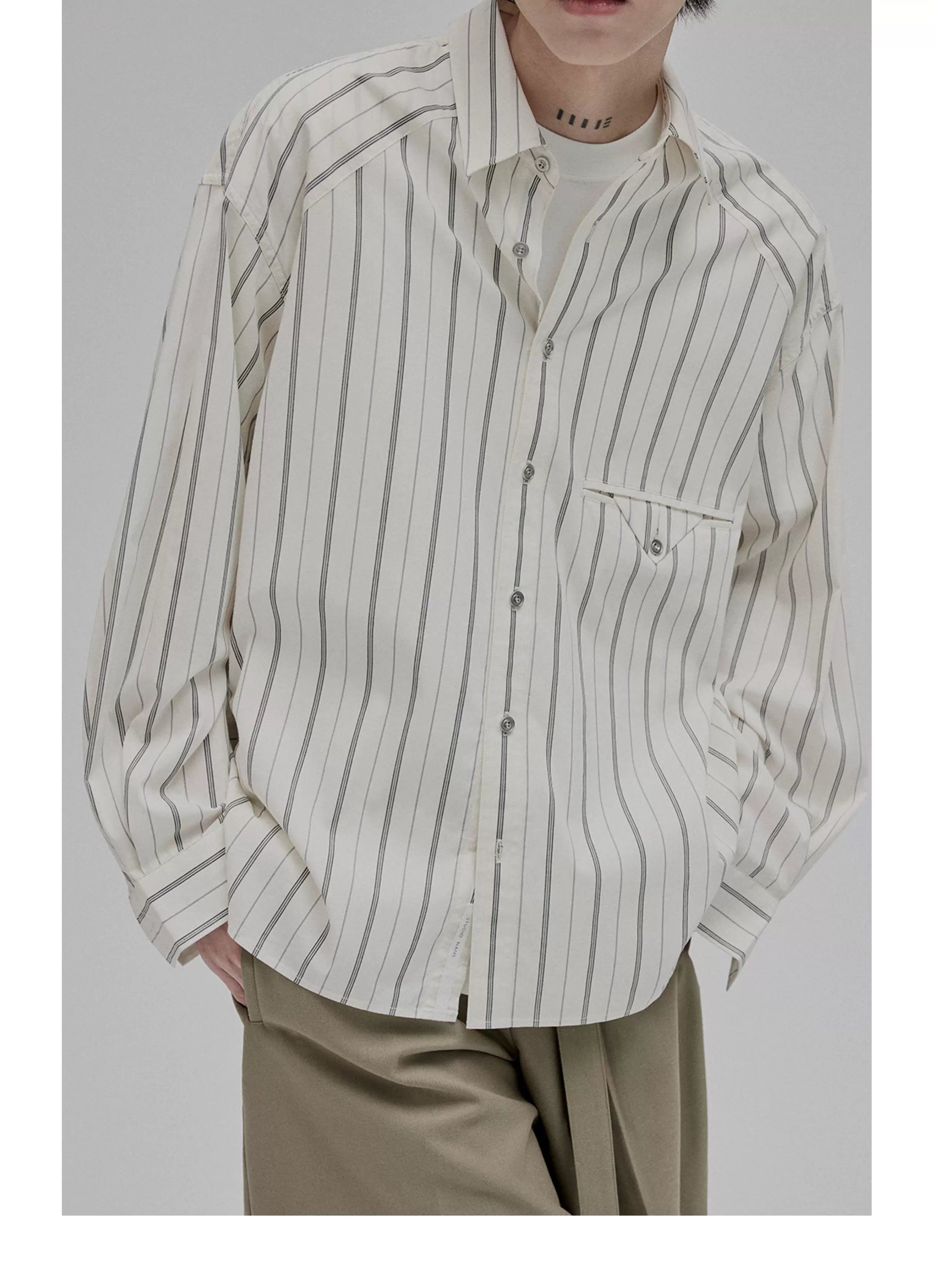 Blue White Striped Pocket Shirt