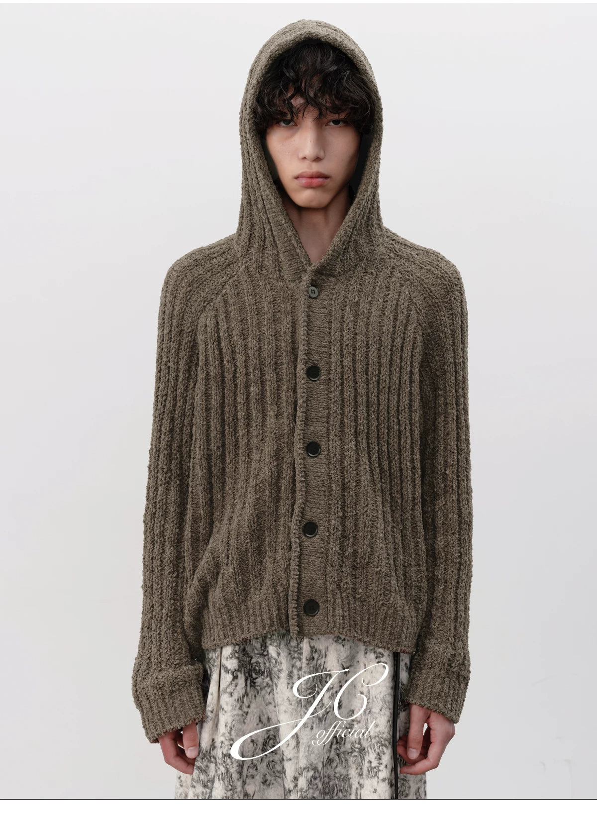 Ribbed Knit Hooded Sweater