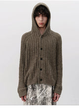 Ribbed Knit Hooded Sweater