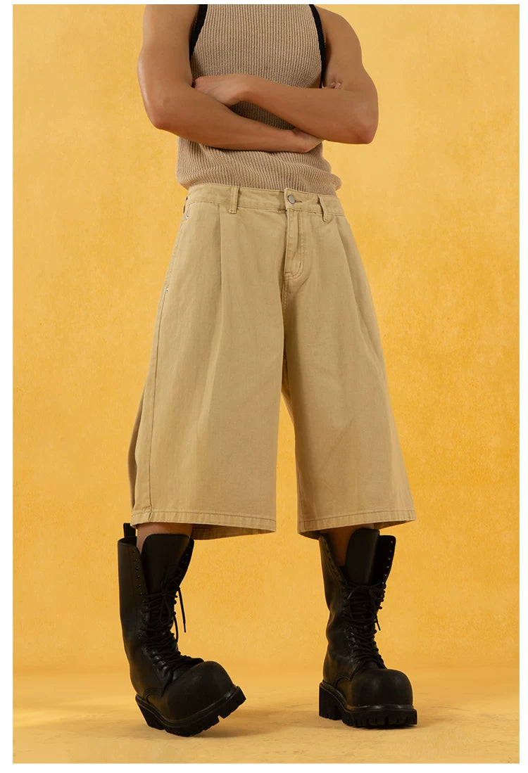 Men's Red Khaki Loose Vintage Shorts