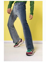 Blue Ombre Distressed Flare Jeans