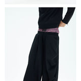 Two-tone Asymmetrical Pleated Baggy Sweatpants