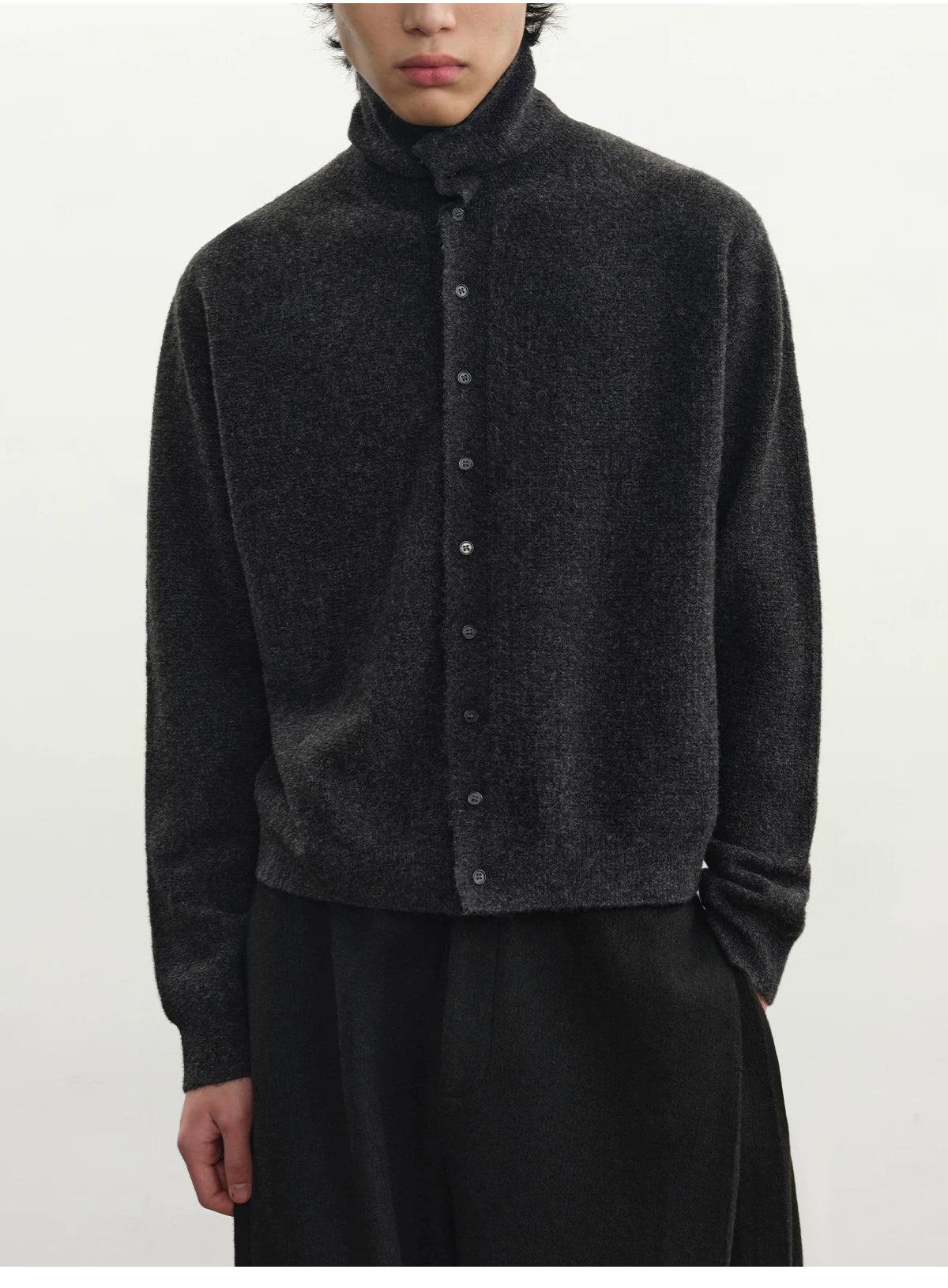 Marled Turtleneck Cardigan Sweater
