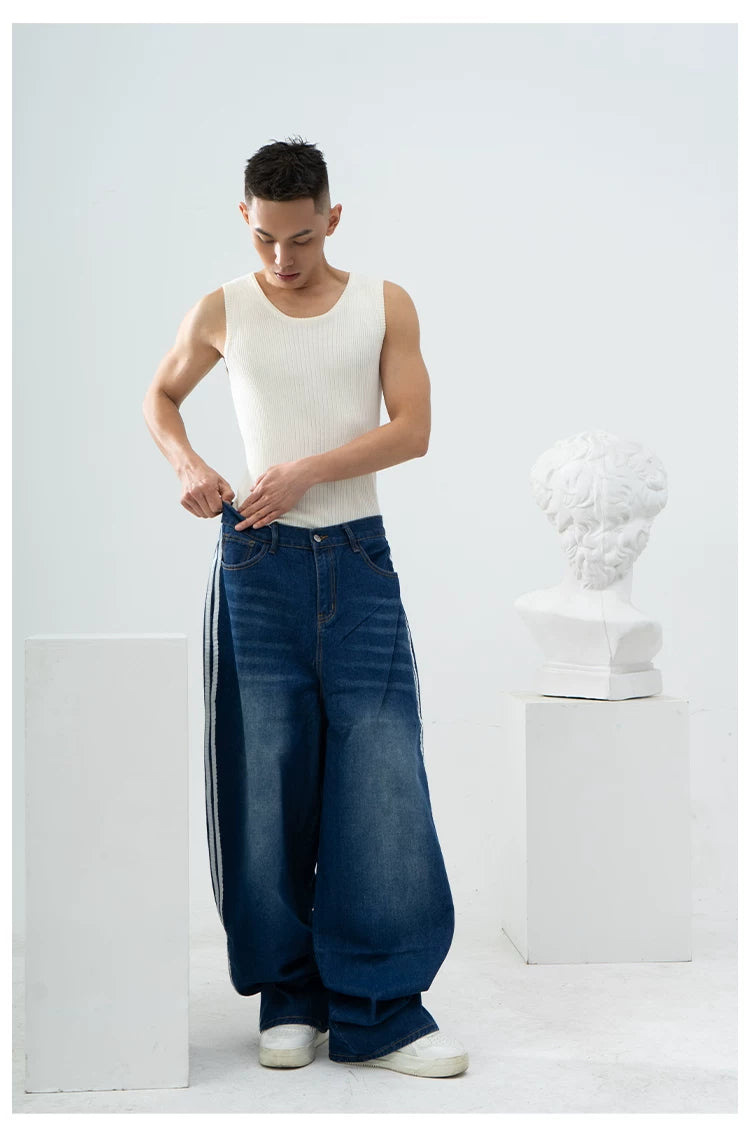 Men's Slim Striped Ribbed Knit Vest