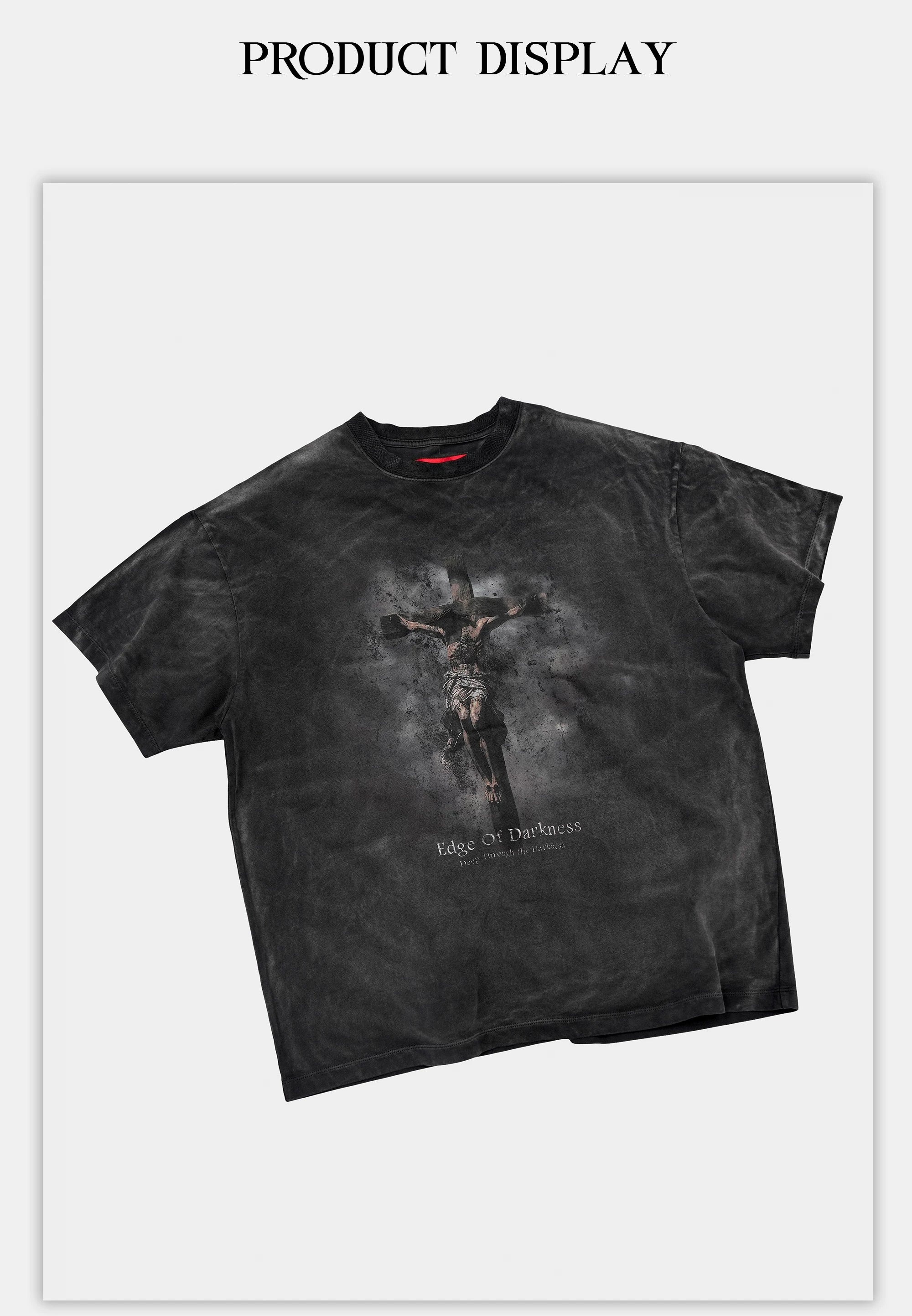 Heavyweight Loose Washed Gray Printed Tee