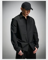 Long Sleeve Ribbed Point Collar Shirt