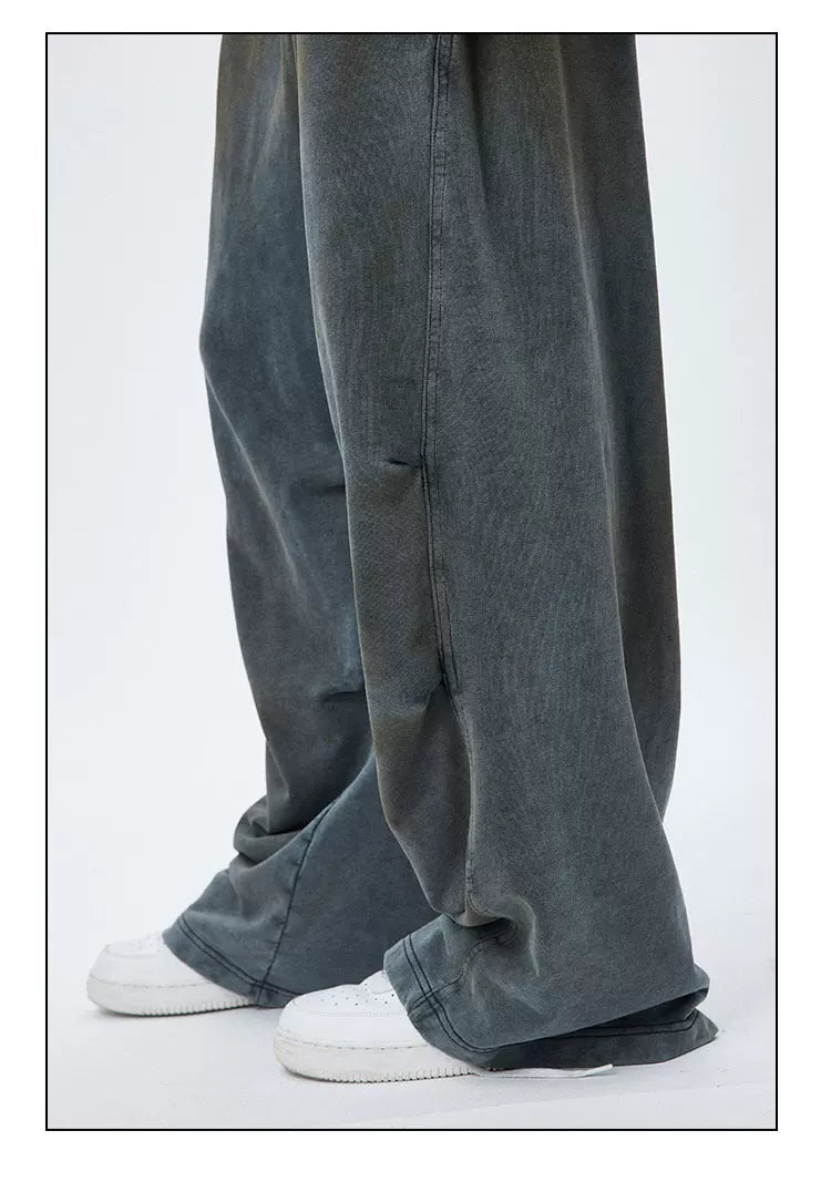 Vintage Washed Drawstring Wide Leg Sweatpants