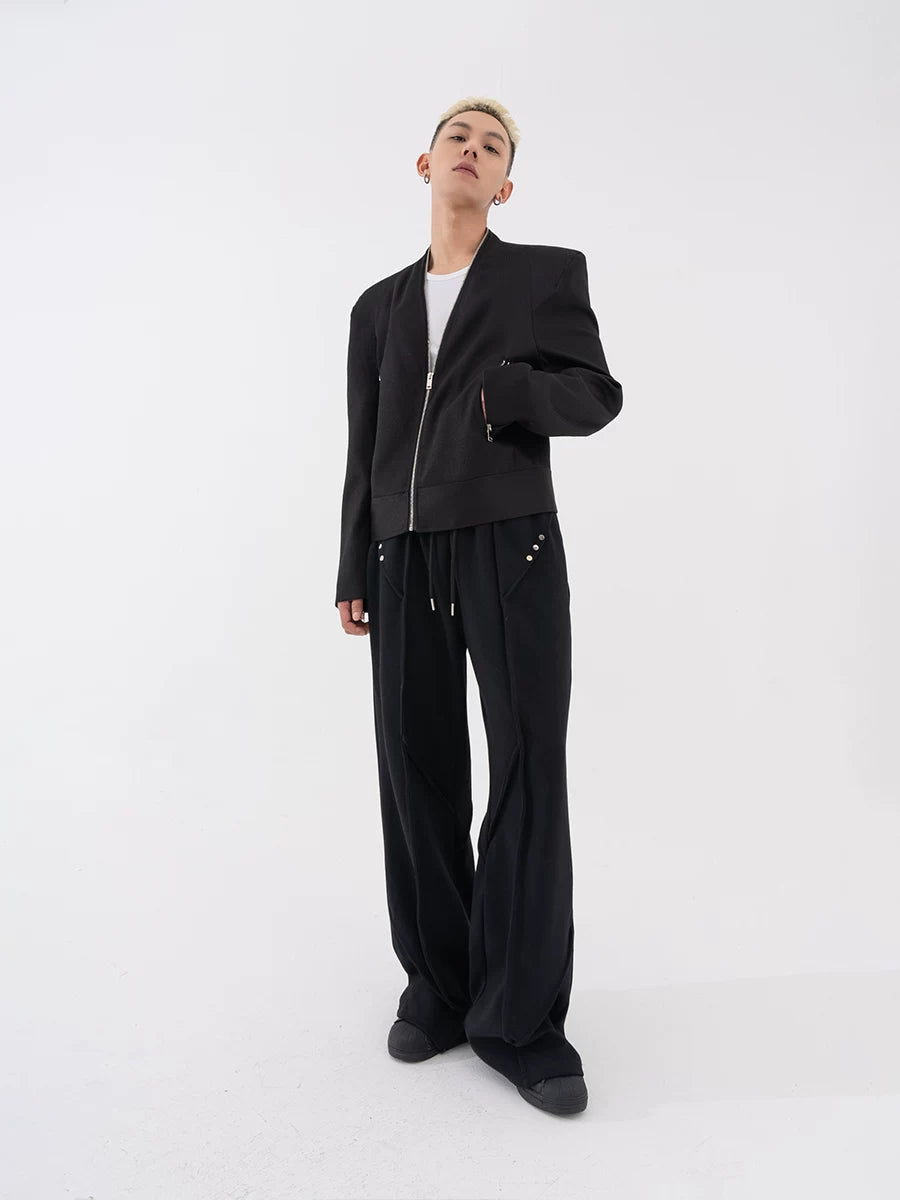 Men's Two-Tone Zip Shoulder Pad Jacket