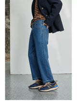 Vintage Washed Distressed Straight Cropped Jeans