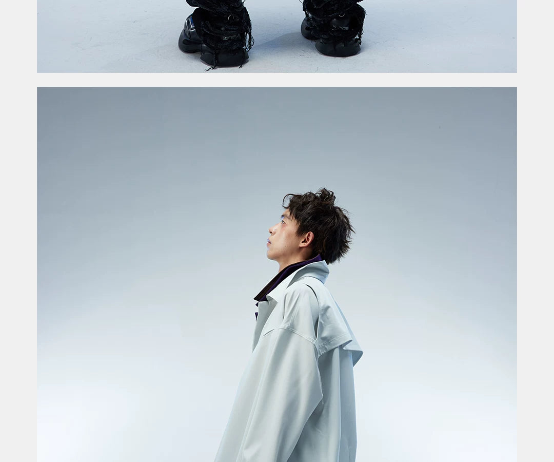 Couple's Loose Color-block Three-layer Collar Coat