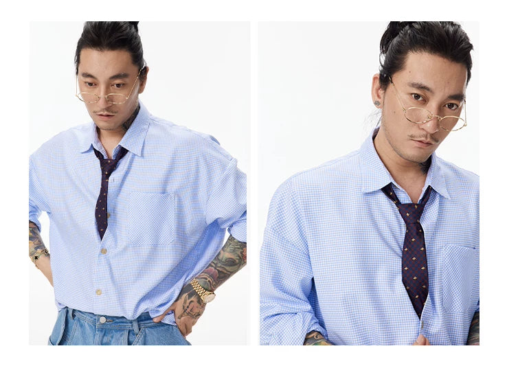 Men's Long-sleeve Houndstooth Woven Shirt