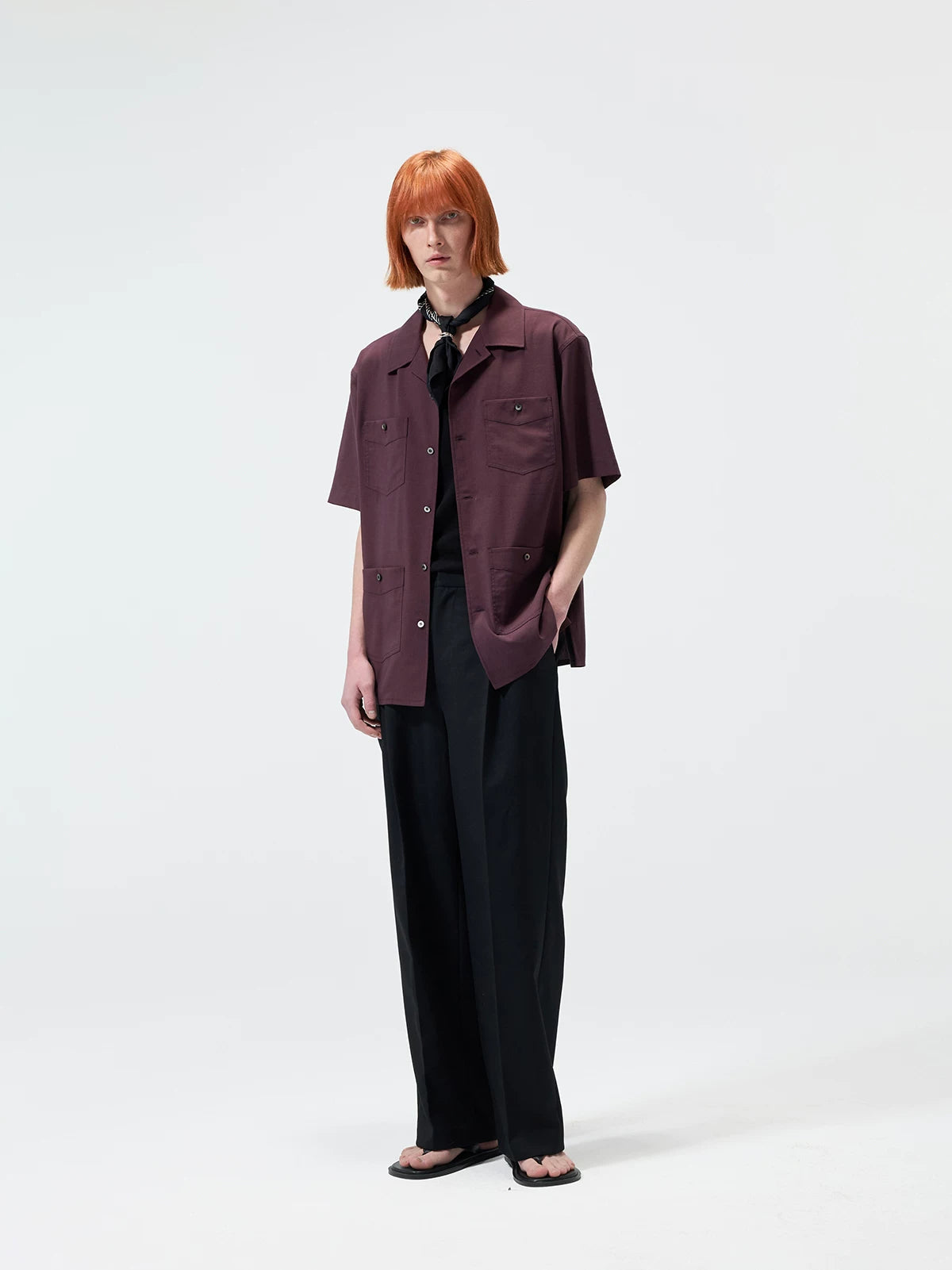 Short-Sleeve Cuban Collar Linen Blend Shirt