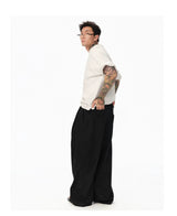 Black Vertical Striped Wool Dress Pants