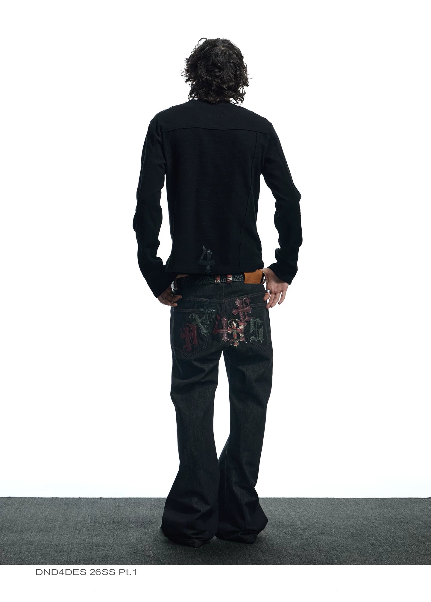 Streetwear Gothic Camo Leather Straight Jeans