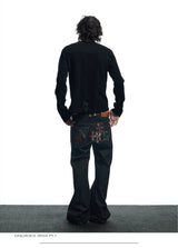 Streetwear Gothic Camo Leather Straight Jeans