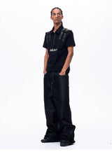 Men's Silver Multi Pocket Wide-Leg Jeans