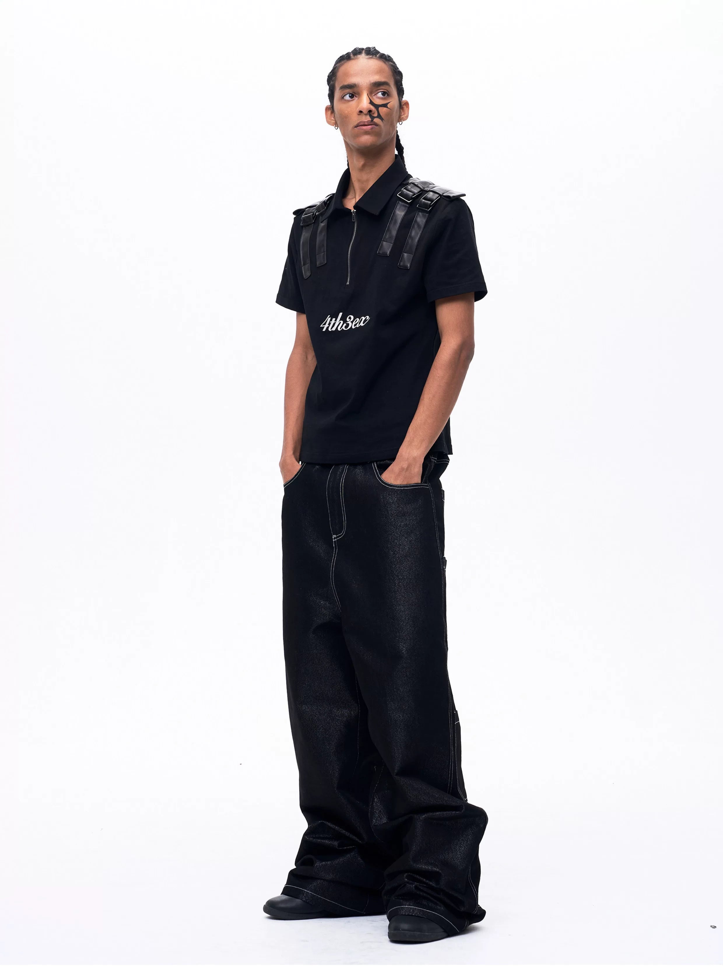 Men's Silver Multi Pocket Wide-Leg Jeans
