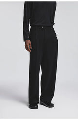Pleated Elastic Waist Brushed Twill Slacks