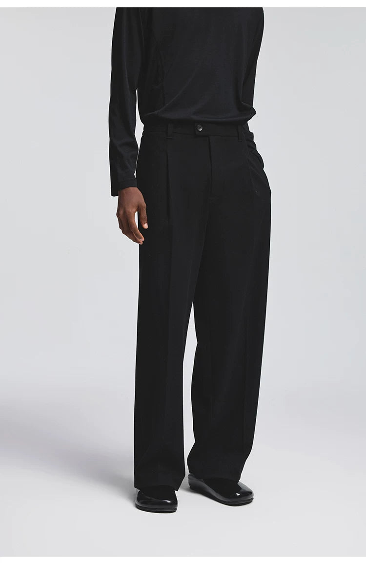 Pleated Elastic Waist Brushed Twill Slacks