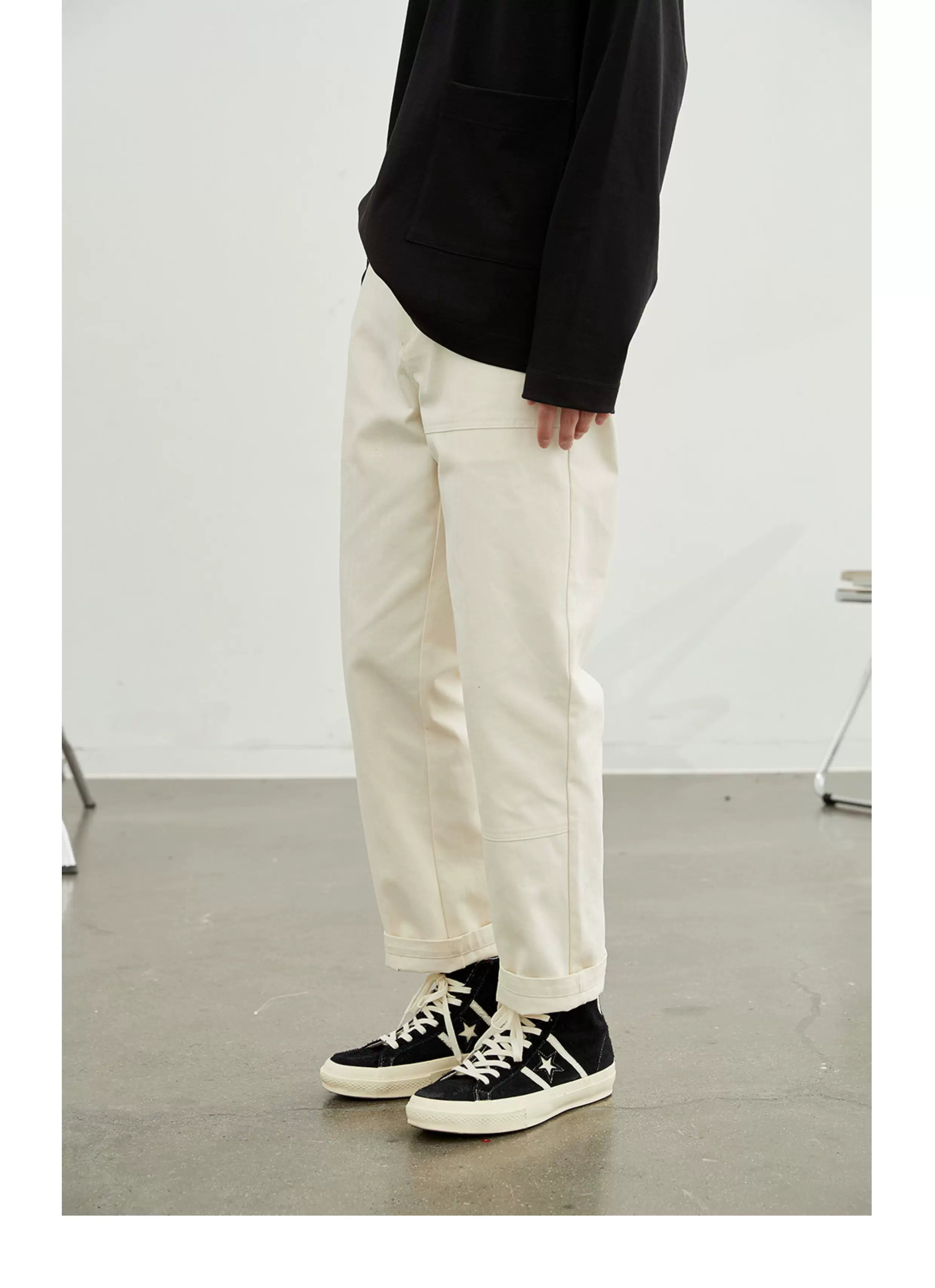 Vintage Herringbone Elastic Waist Cargo Pants