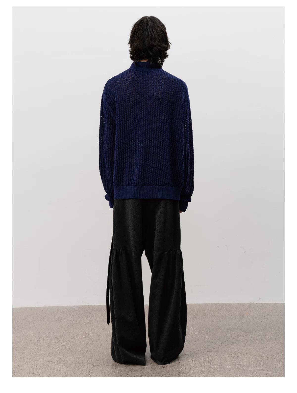 Pick Stitch Polo Collar Knitted Cardigan