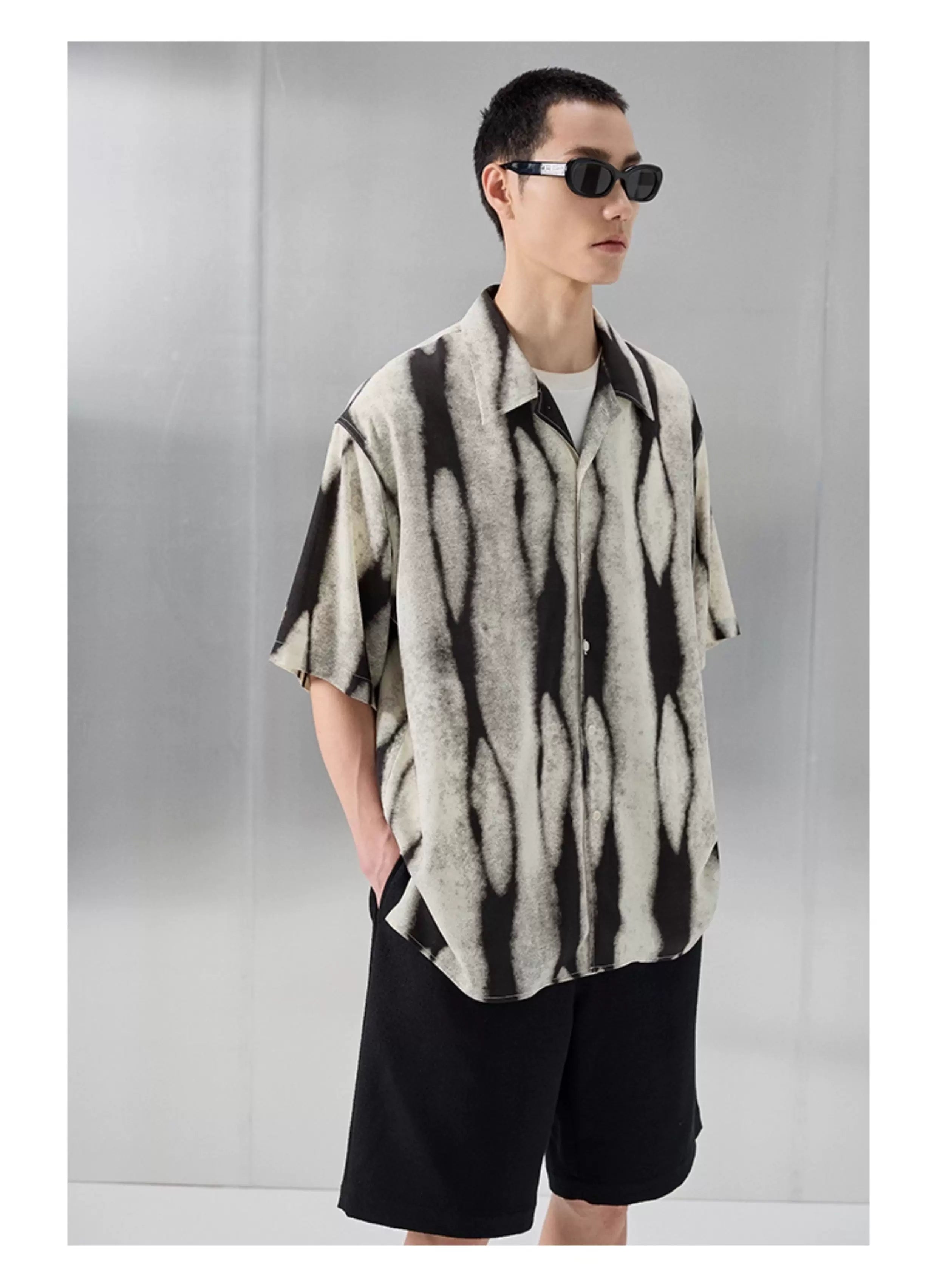 Printed Short Sleeve Cuban Collar Shirt