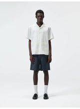 Short-Sleeve Cuban Collar Linen Blend Shirt