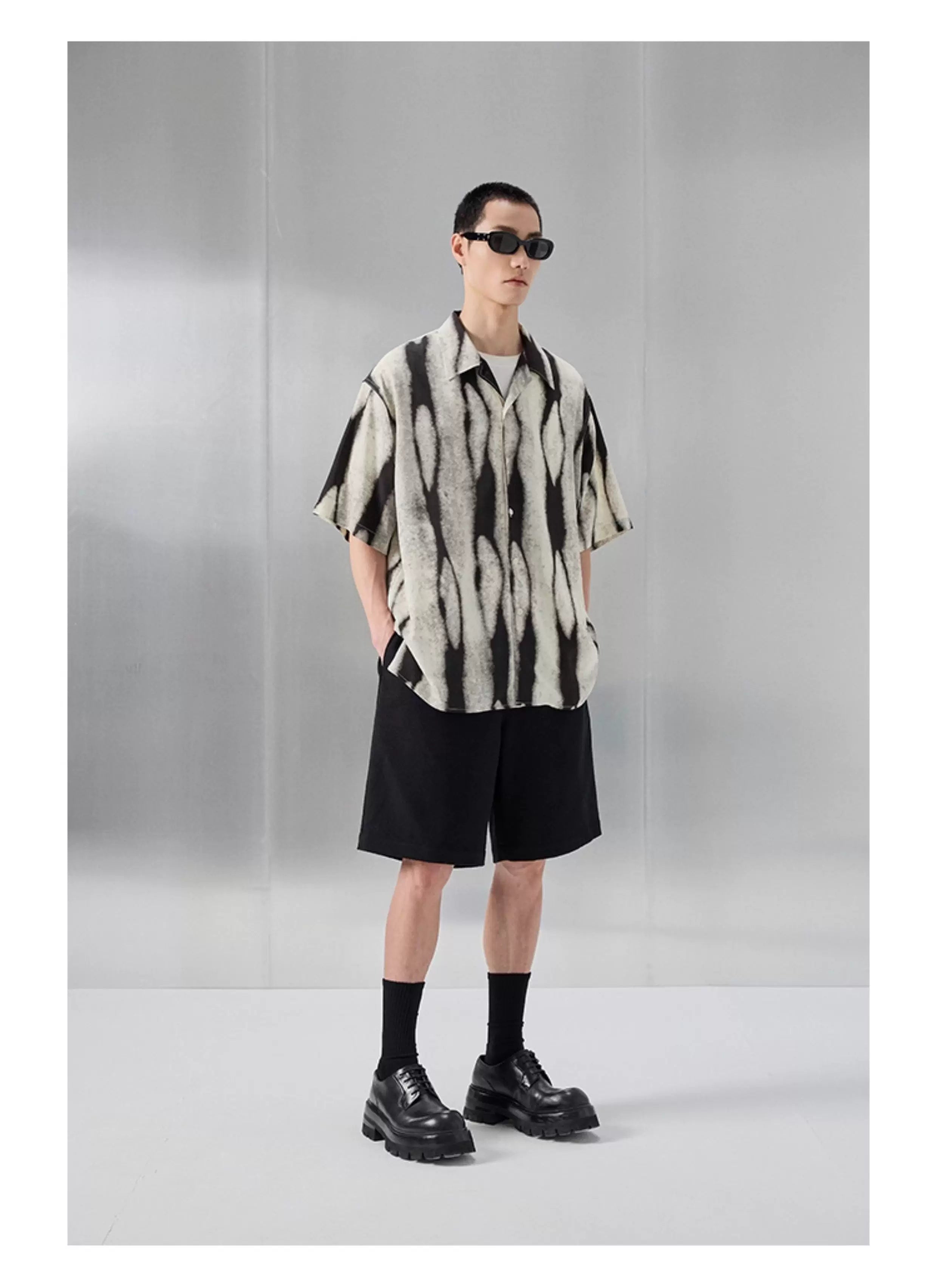 Printed Short Sleeve Cuban Collar Shirt