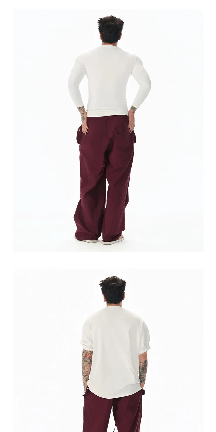 Cotton Low Waist Cargo Parachute Pants