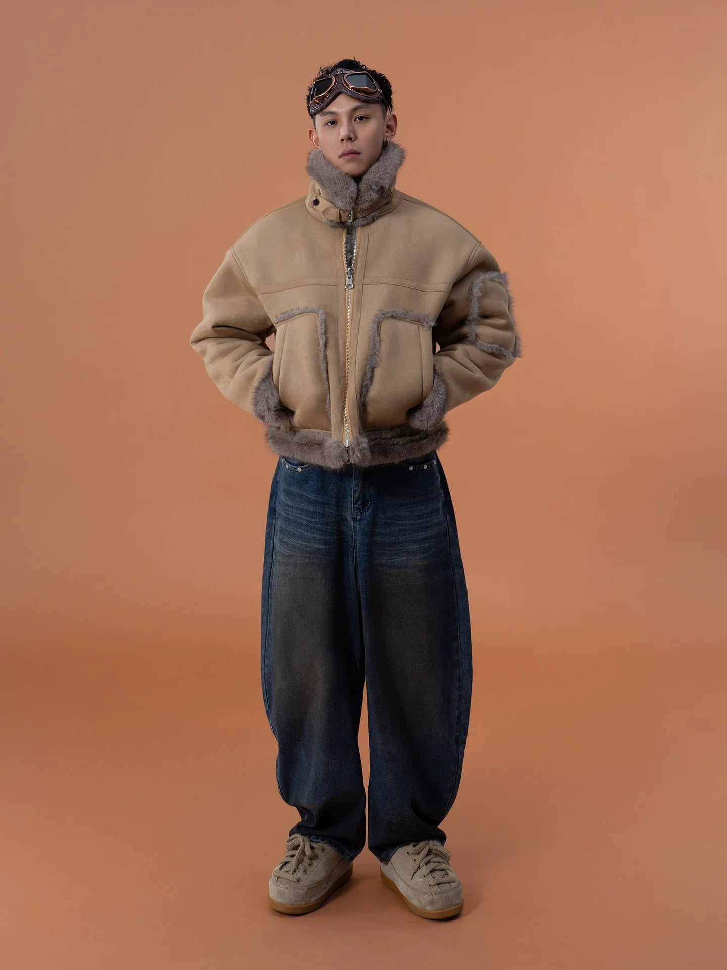 Faux Fur Reversible Men's Bomber Jacket