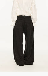 Men's Striped Pleated Straight Wool Pants