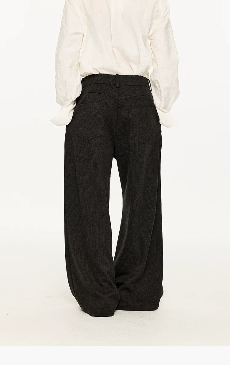 Men's Striped Pleated Straight Wool Pants