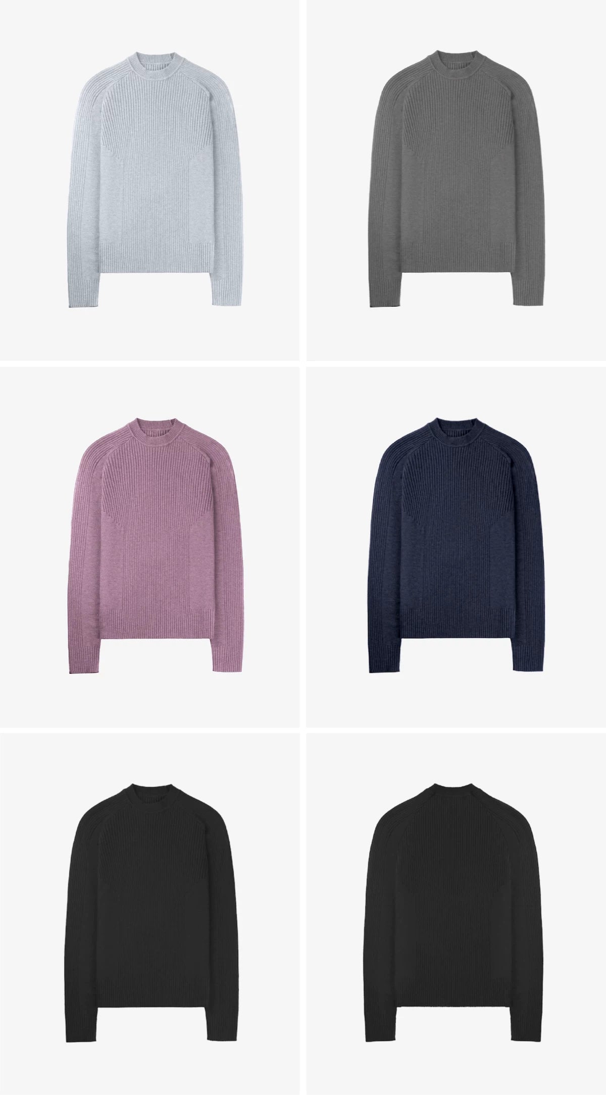 Slim Fit Ribbed Knit Long Sleeve Tops