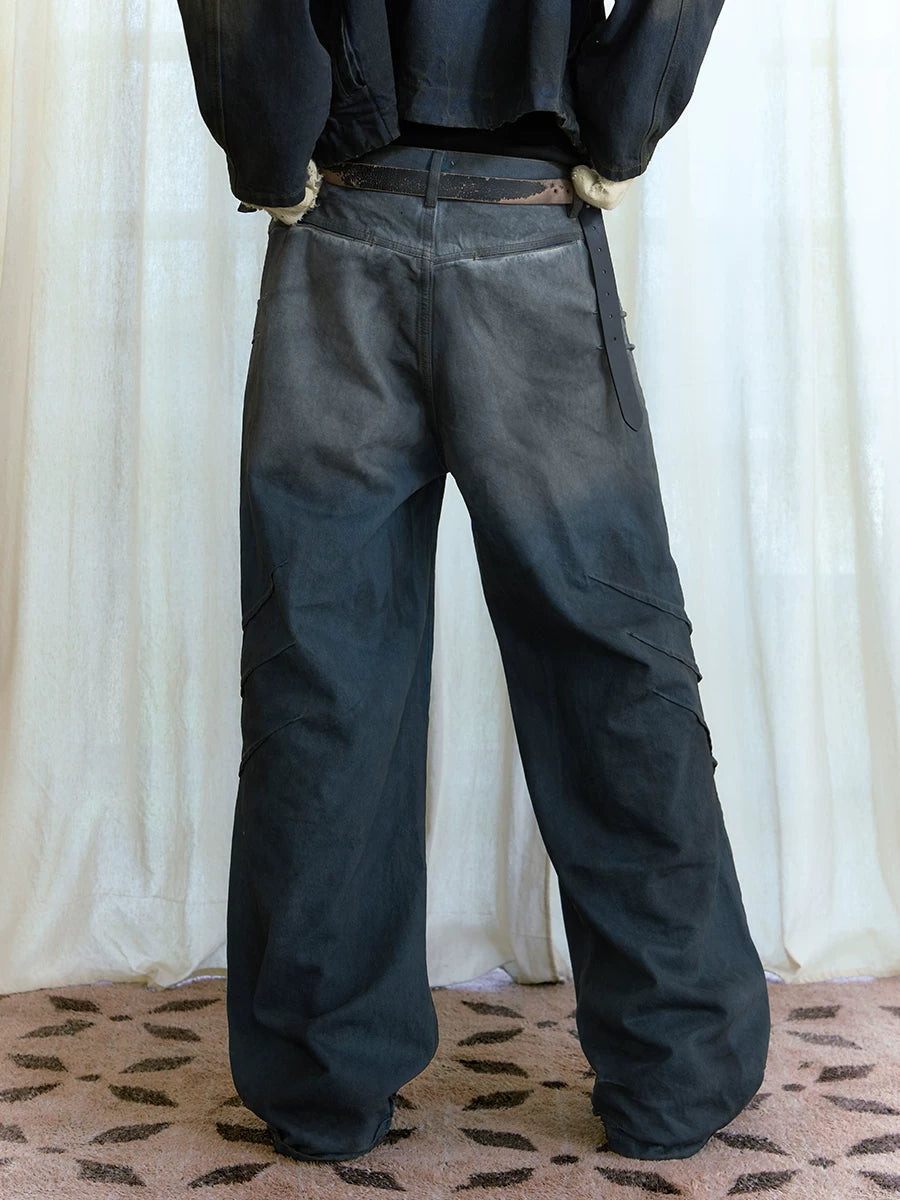 Scratched Washed Jeans With YKK Zipper