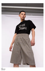 Men's Retro Black White Plaid Shorts