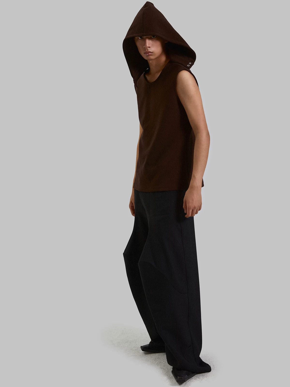 Black Patchwork Wide Leg Floor-Length Pants