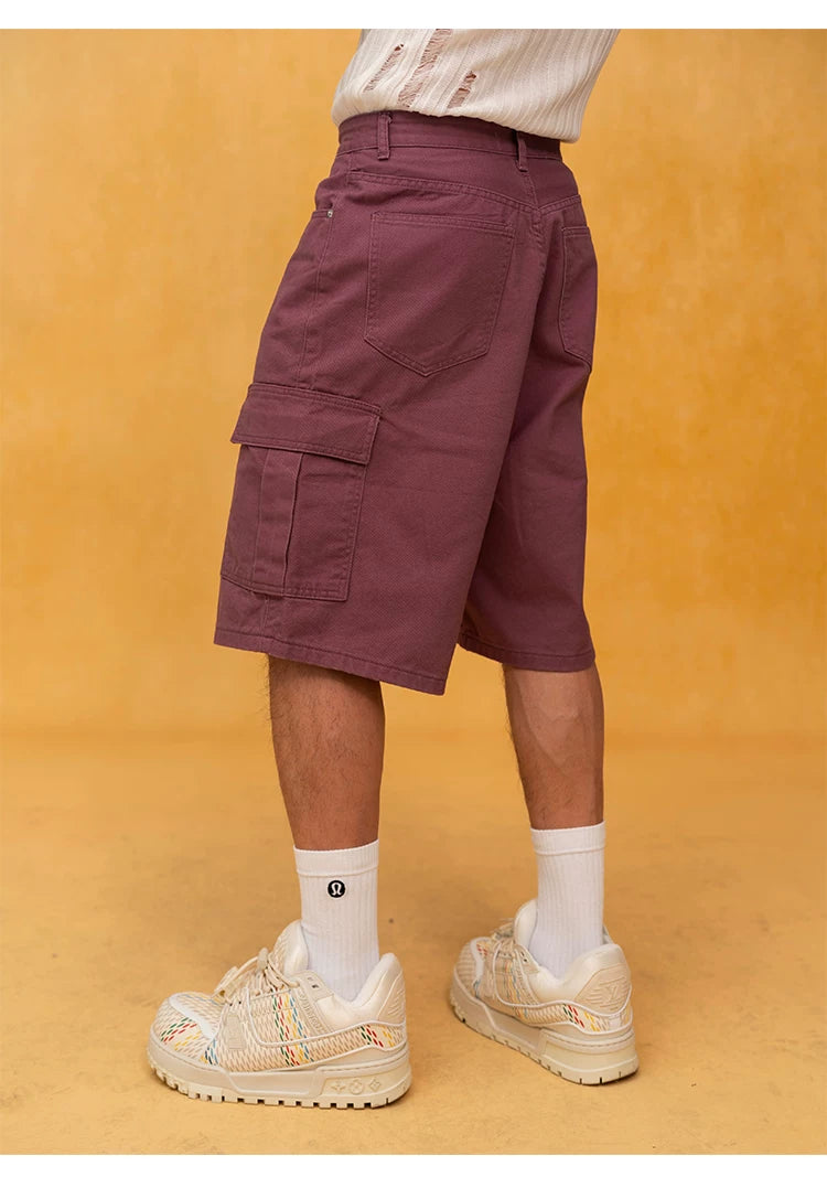 Men's Vintage Loose Cargo Denim Shorts