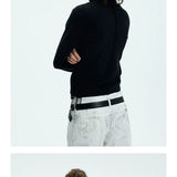 Two-color Fitted Long-sleeve Turtleneck Tee