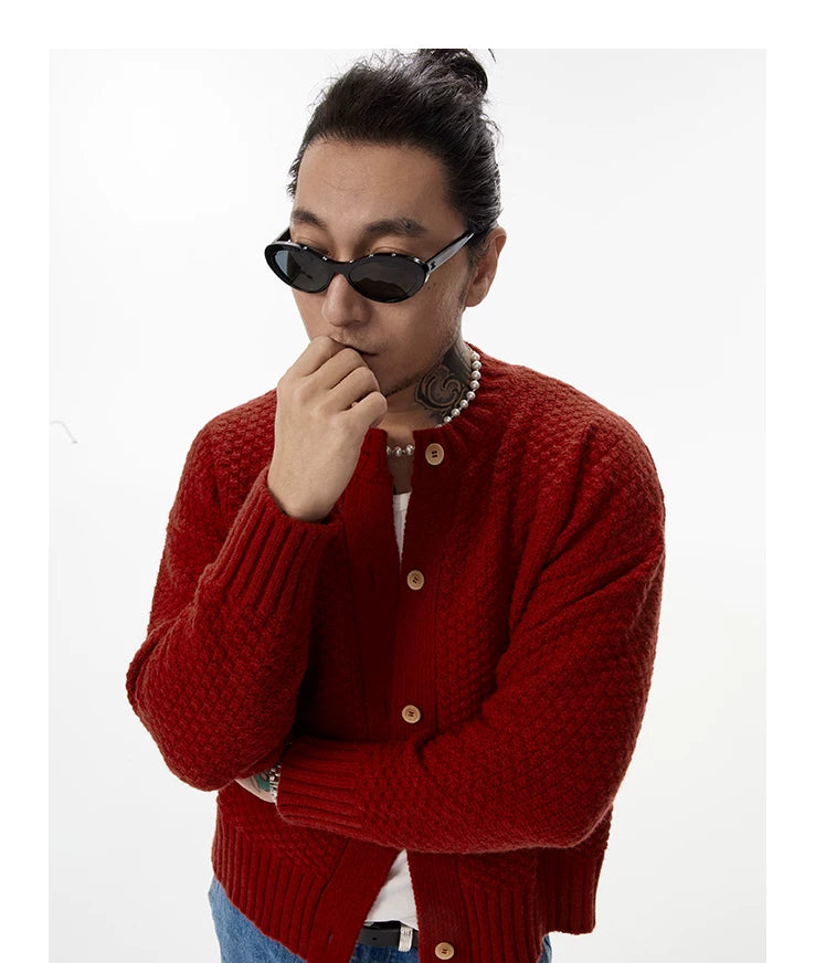 Gray Short Knit Cardigan Unisex