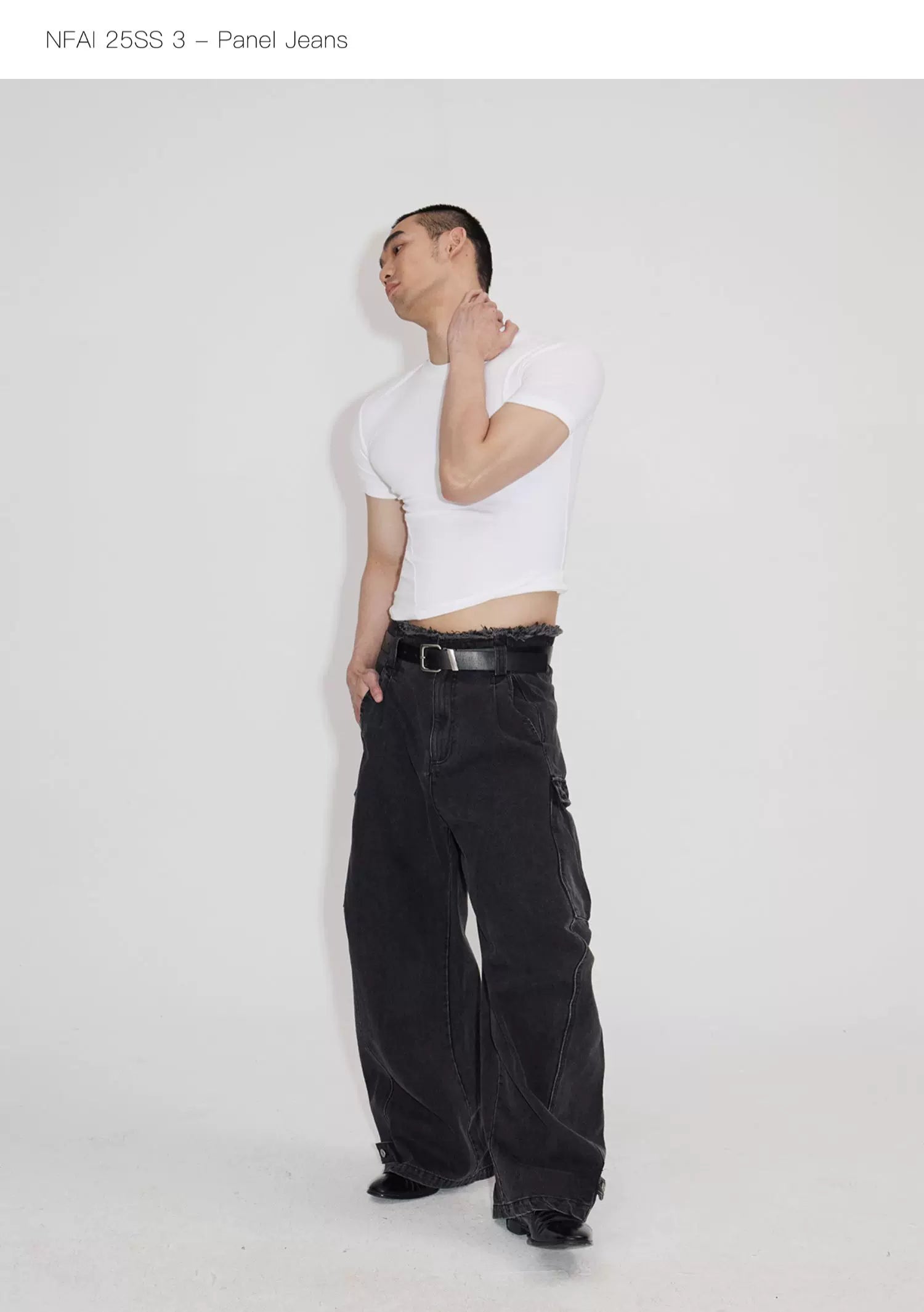 Three-Piece Raw Hem Curved Jeans