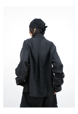 Two-Tone Deconstructed Studded Hem Shirt