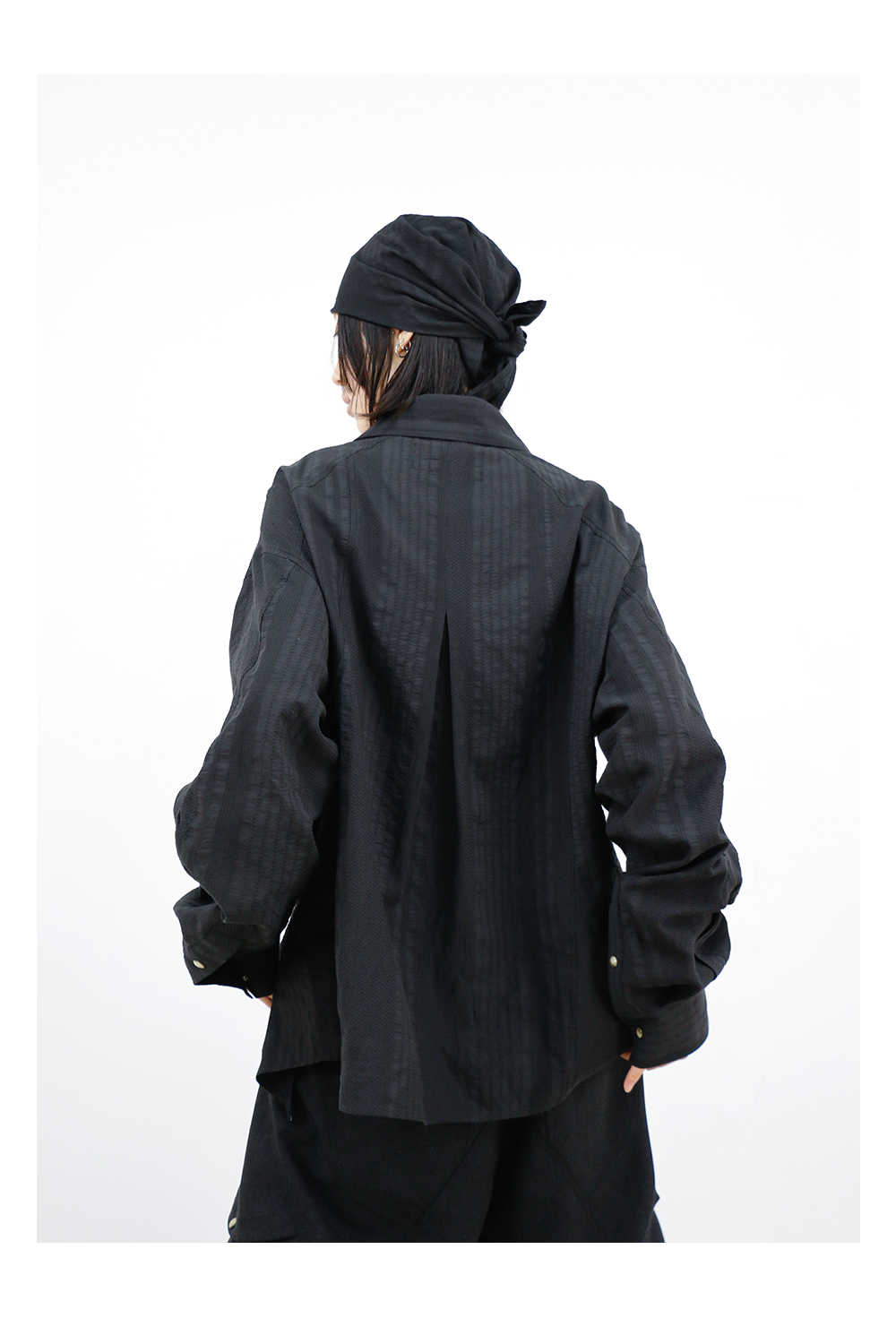 Two-Tone Deconstructed Studded Hem Shirt