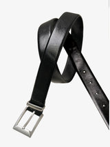 Textured Leather Belt With Buckle