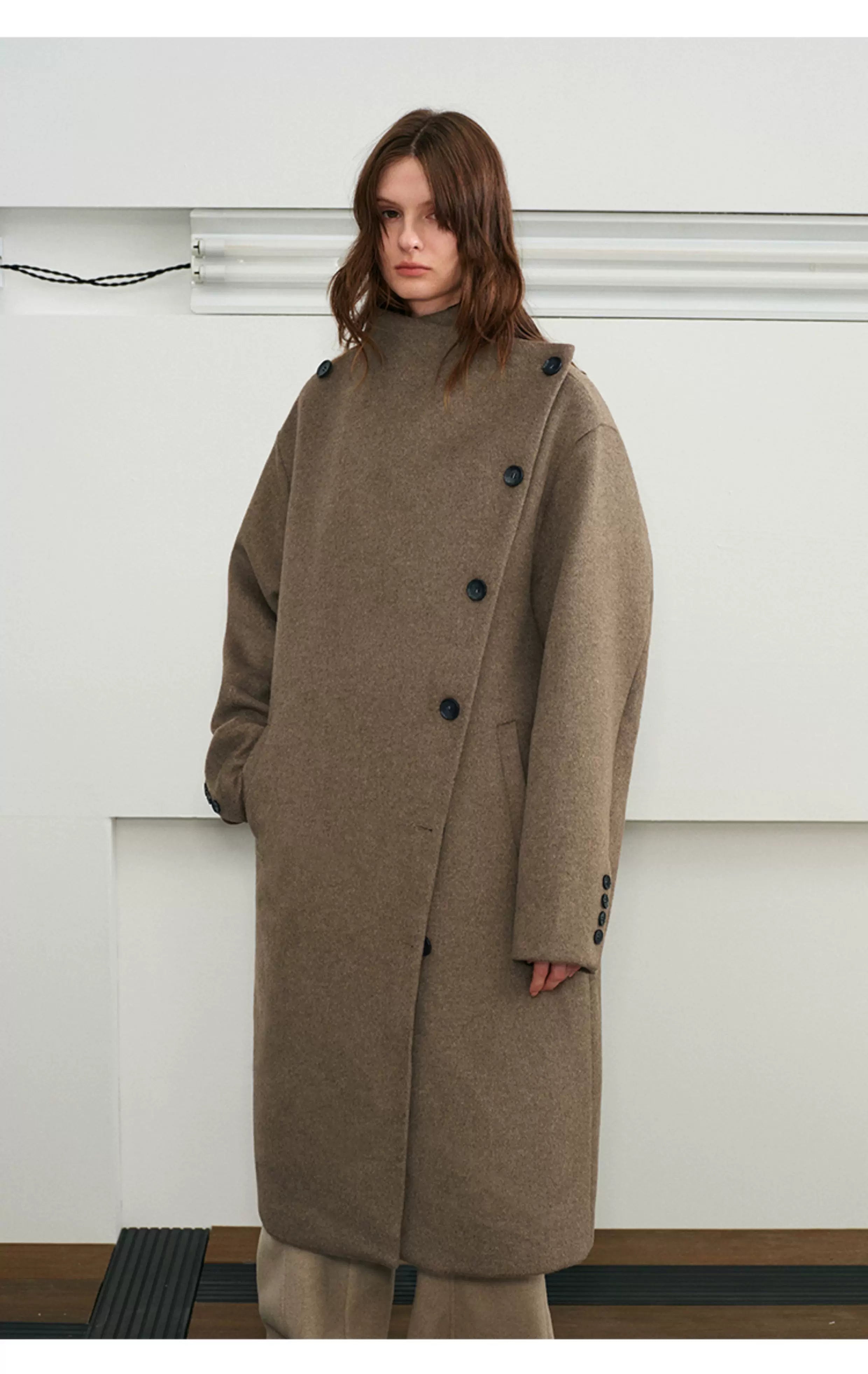 Men's Long Wool Shawl Coat