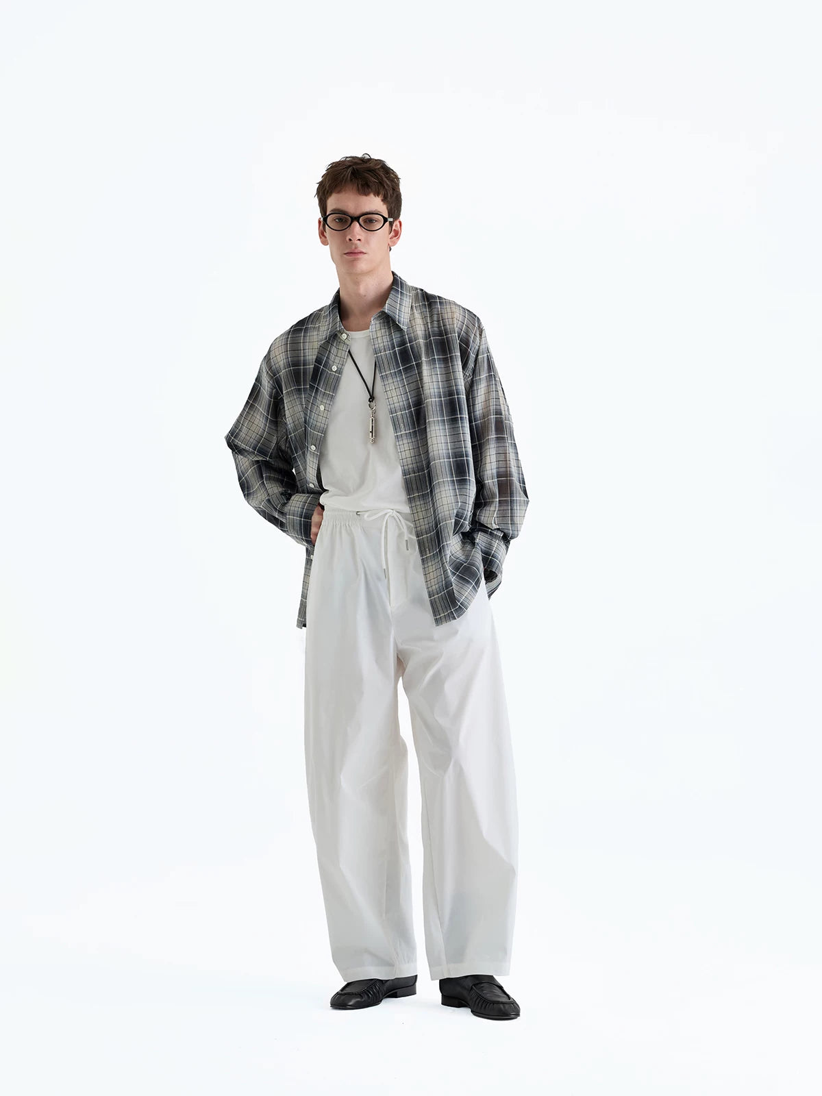 SUPIMA Nylon Drawstring Curved Casual Pants
