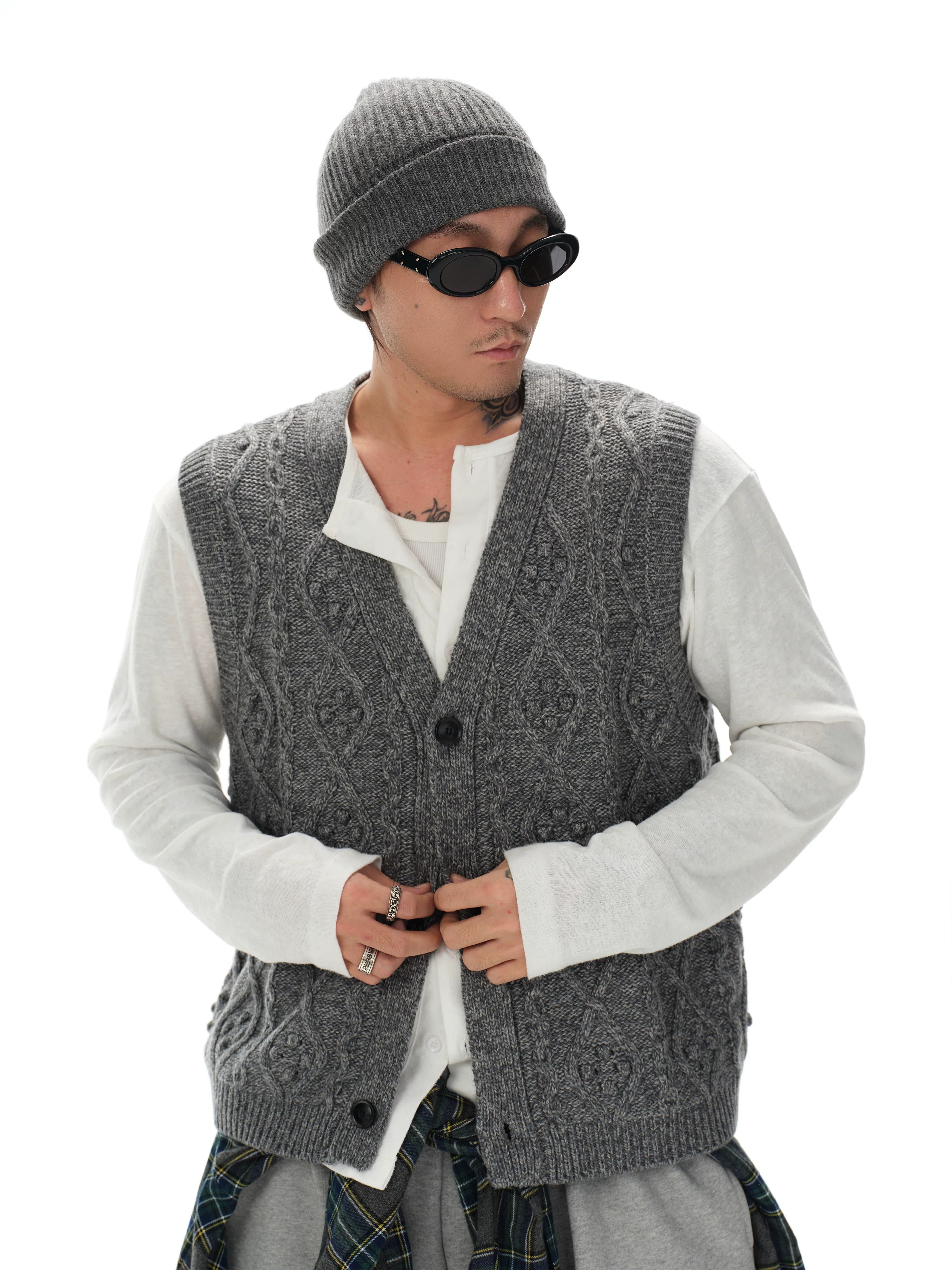 Wool Blend Vintage Knit Vest