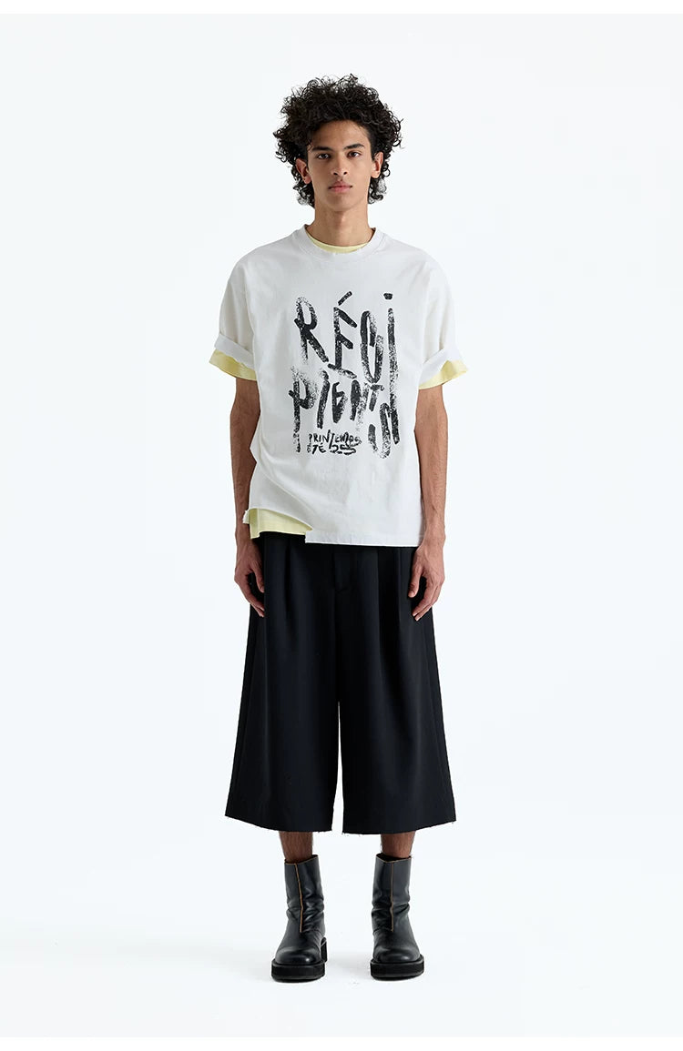 230g Cotton Distressed Letter Print Tee